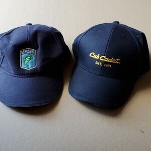 2 black ball caps, Club Cadet & Bass 100 cotton adjustable